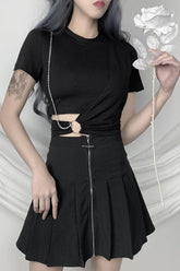 Camisa gótica sexy con cadena hueca